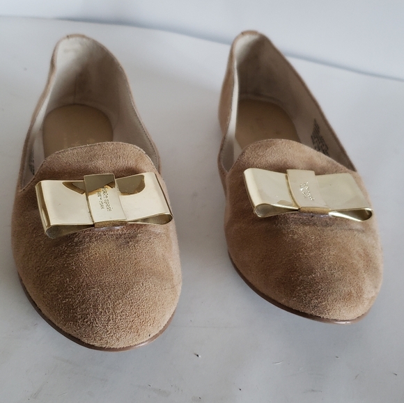 Kate Spade Silina Loafer Flat Suede Bow Gold Tan Brand 6.5 M - Picture 13 of 16
